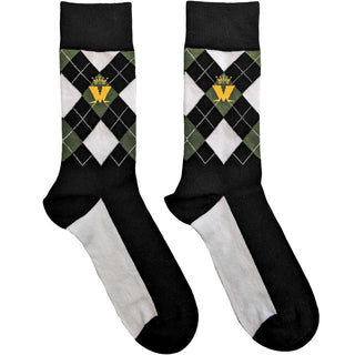 Madness Unisex Ankle Socks: Crown & M Green Diamond