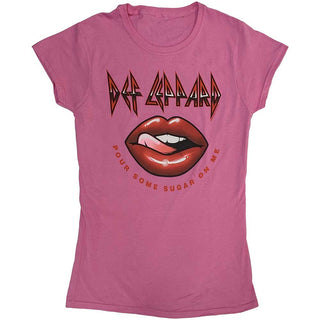 Def Leppard Ladies T-Shirt: Pour Some Sugar On Me Lips Tour 2019 (Ex-Tour)