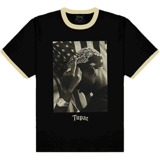 Tupac Unisex Ringer T-Shirt: Flag Photo