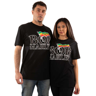 Bob Marley Unisex Embellished T-Shirt: Flag Logo