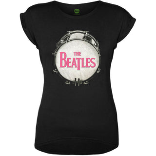 The Beatles Ladies Embellished T-Shirt: Drum (Glitter Print)