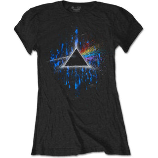 Pink Floyd Ladies T-Shirt: Dark Side of the Moon Blue Splatter