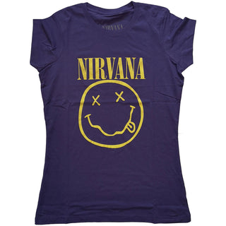 Nirvana Ladies T-Shirt: Yellow Smiley