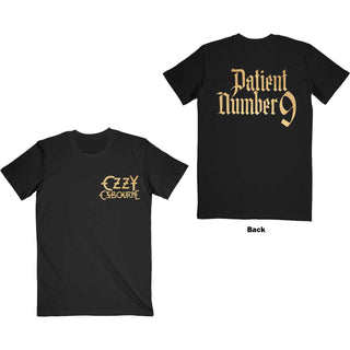 Ozzy Osbourne Unisex T-Shirt: Patient No. 9 Gold Logo