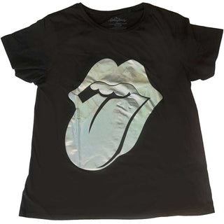 The Rolling Stones Unisex Embellished T-Shirt: Foil Tongue (Hologram Foil)