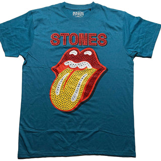 The Rolling Stones Unisex Embellished T-Shirt: Dia Tongue