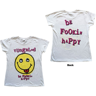 Yungblud Ladies T-Shirt: Raver Smile (Back Print)